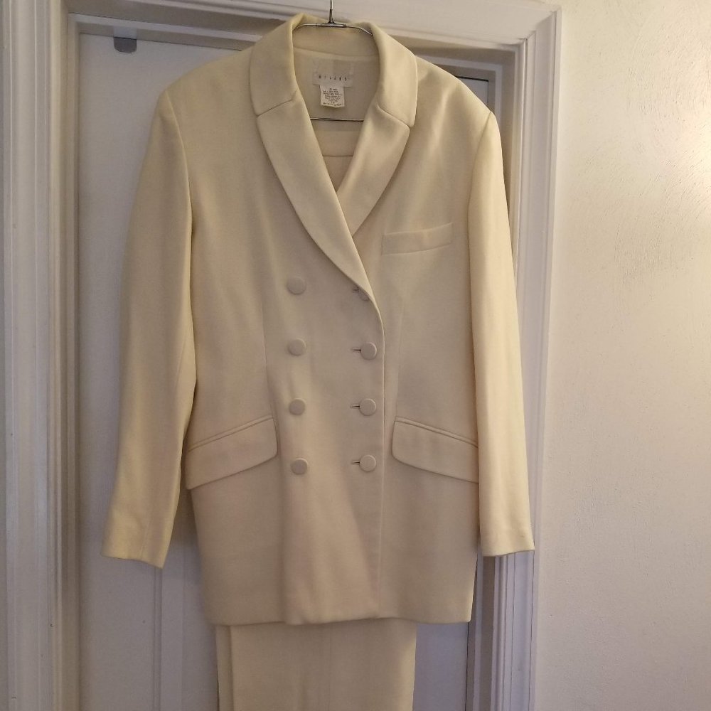 Womens Double-Breasted Cream Pantsuit US Size 10